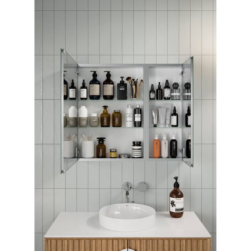 Glass Warehouse AC2-30X26 Yana 30" x 26" Frameless Double Door - Brushed Aluminum - Nickel Finish