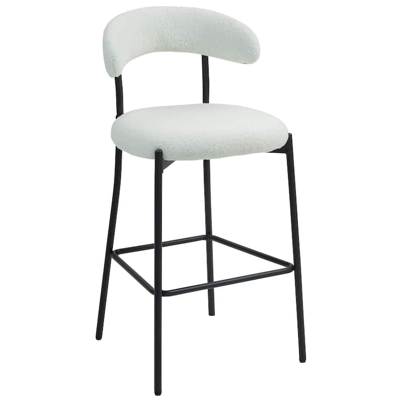 26" Teddy Fabric Bar Stools with Footrest - White