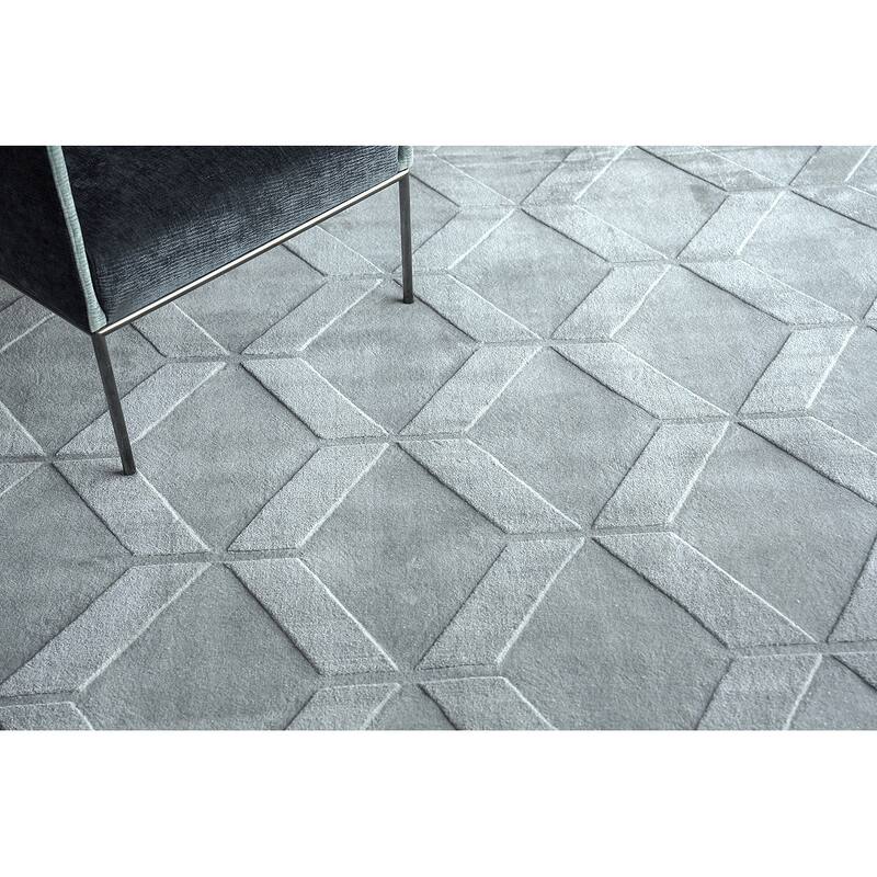 Exquisite Rugs Brunello Modern Handmade Handloomed Silky Nylon Light Silver Area Rug
