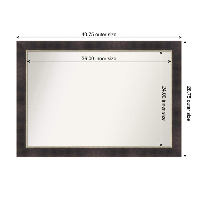 Odin Antique Bronze Non-Beveled Wood Framed Bathroom Vanity Wall Mirror - Odin Antique Bronze - 41 x 29 in
