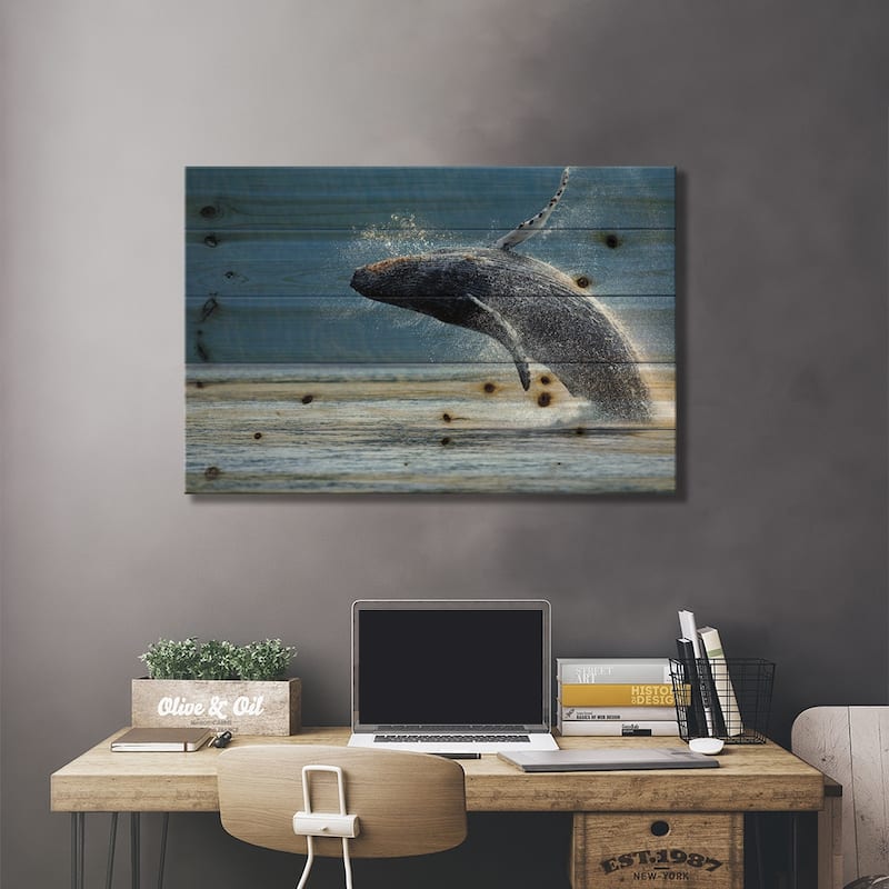 Breaching Humpback Whale, Chatham Strait, Alaska, USA Print On Wood by Paul Souders - Multi-Color