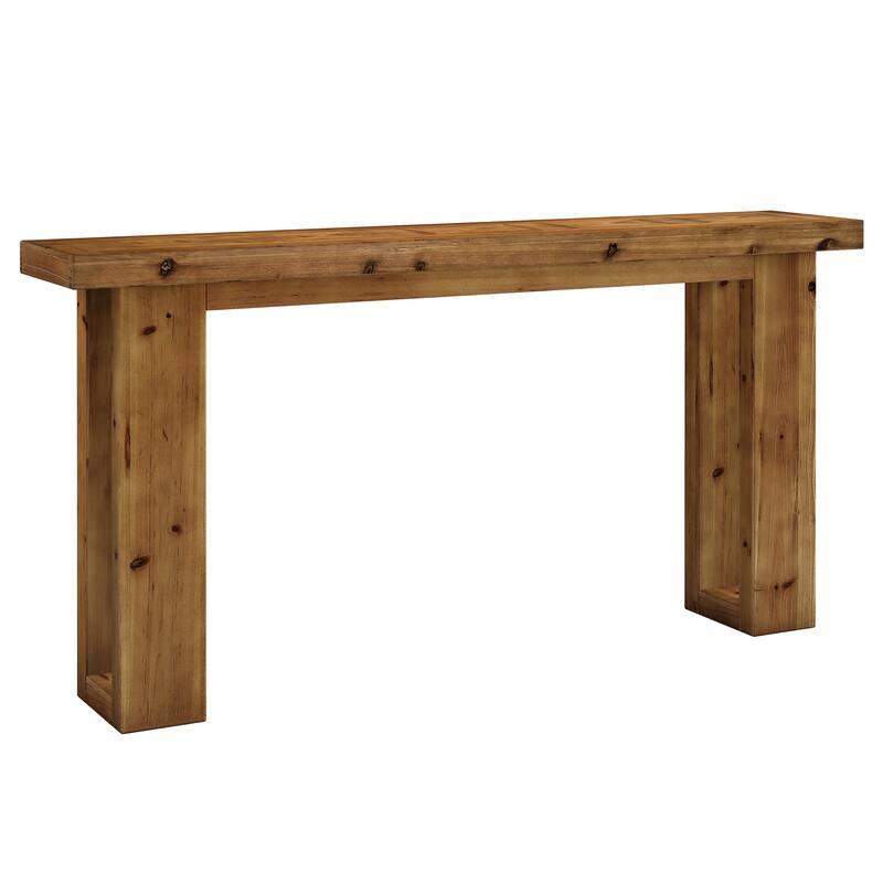 63" Solid Wood Rectangular Sofa Table, Behind-the-Couch Console Accent Table for Living Room Entryway Hallway Entrance