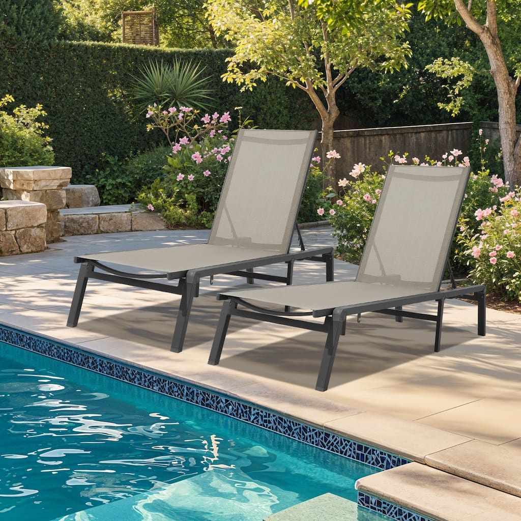 2-piece 5-Position Reclining Folding Lounge Chair - Adjustable Backrest & Portable Relaxation