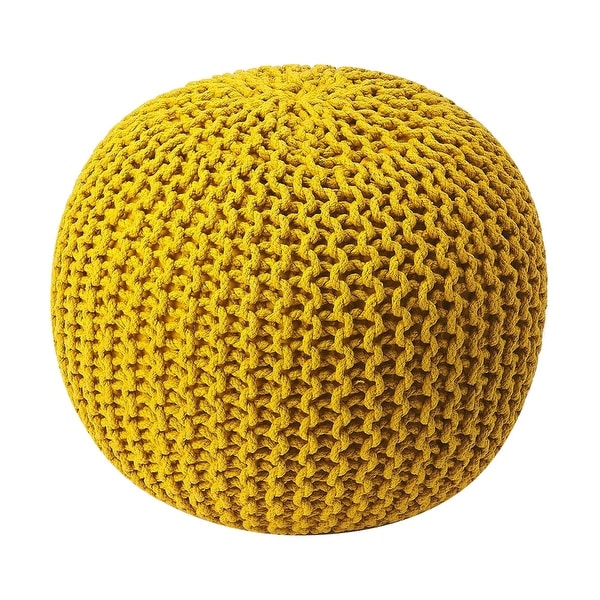 Modern Accent Round Woven Pouffe - Yellow