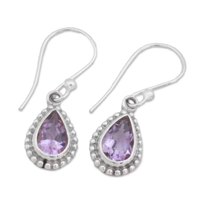 Sterling Silver 'Radiant Lilac' Amethyst Earrings
