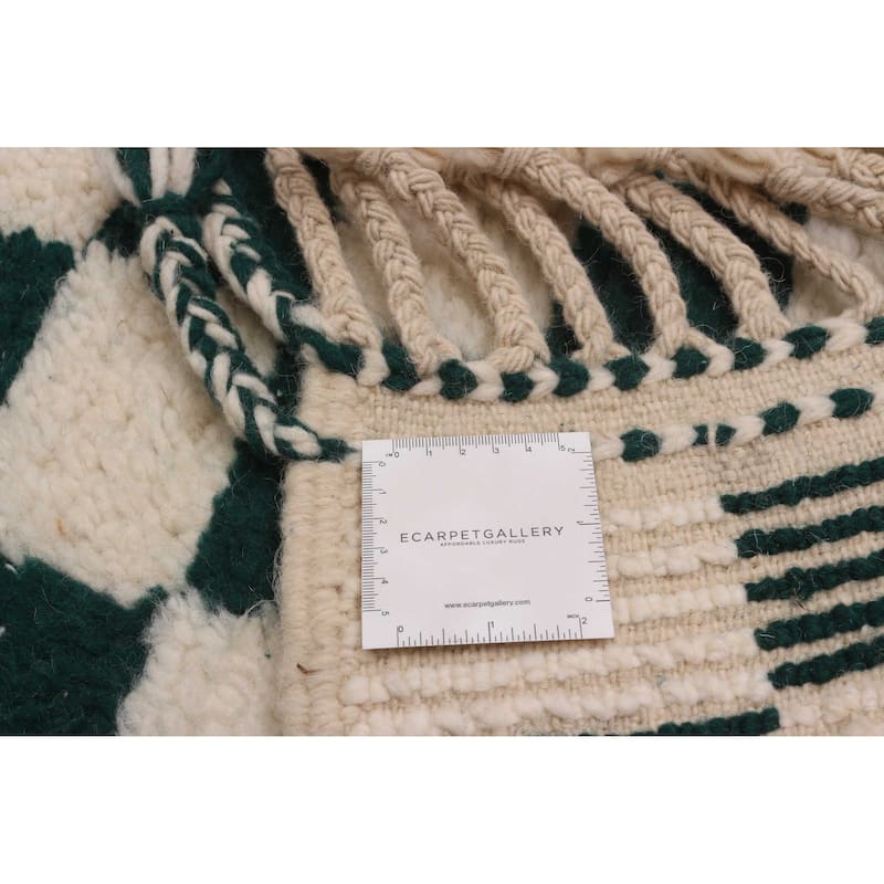 ECARPETGALLERY Hand-knotted Beni Ourain Green, Ivory Wool Rug - 5'8 x 7'9