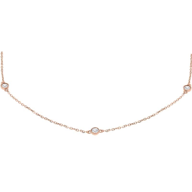Marquee 1/2 Carat TW Bezel Set Diamond Station Necklace in 14K Rose Gold