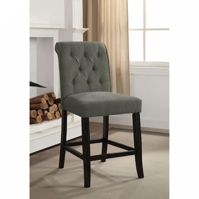 Set of 2 Fabric Upholstered Dining Chairs in Antique Black and Gray