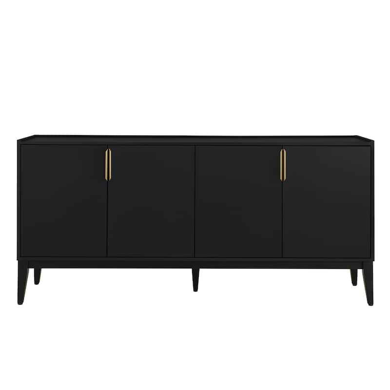 Sideboard Cabinet with 4 Doors & Metal Handles, Large Wooden Buffet Cabinet, Accent Storage Cabinet with Adjustable Shelf