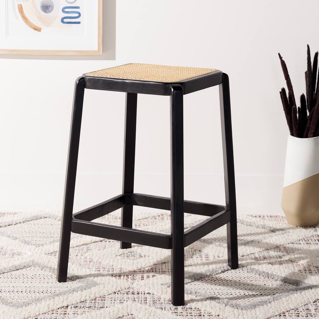 SAFAVIEH Flavia Backless Cane Counter Stool - 17" W x 17" D x 25" H - 17Wx17Dx25H