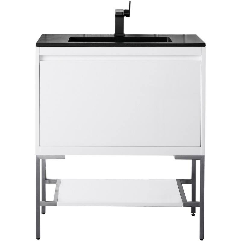 James Martin Vanities 805-V31.5-BN-CH Mantova 32" Single Basin Poplar - Glossy White - Painted