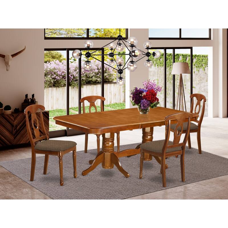 East West Furniture 5 Piece Dining Room Furniture Set- a Kitchen Table and 4 Dining Chairs, Saddle Brown (Seat Options) - NANA5-SBR-C