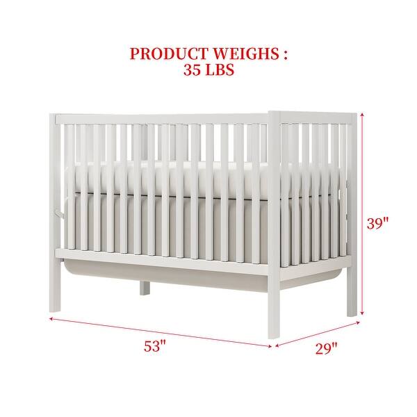5-in-1 Convertible Crib, Easily Converts from Baby Crib to Toddler Bed, 3 Position Adjustable Height Mattress Support System