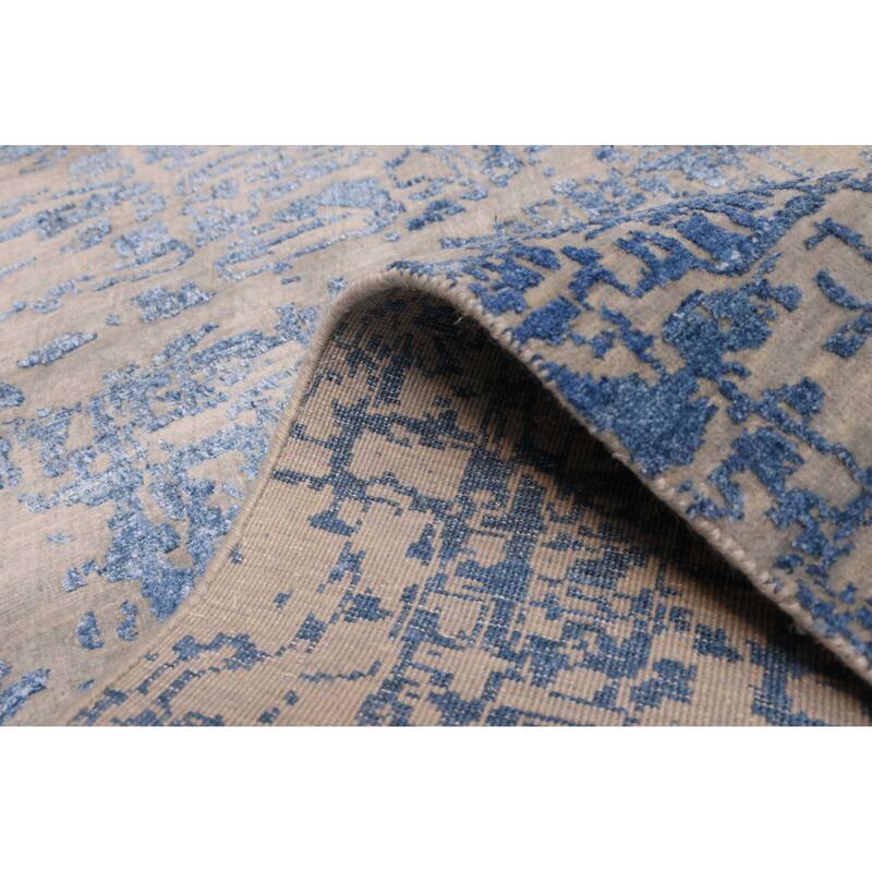 ECARPETGALLERY Hand-knotted Legacy Dark Blue Silk, Wool Rug - 2'5 x 12'3