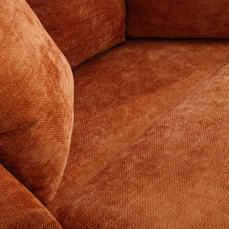 Modern Sofa Chair Round Accent Barrel Chair With 5 Pillows and Storage Ottoman