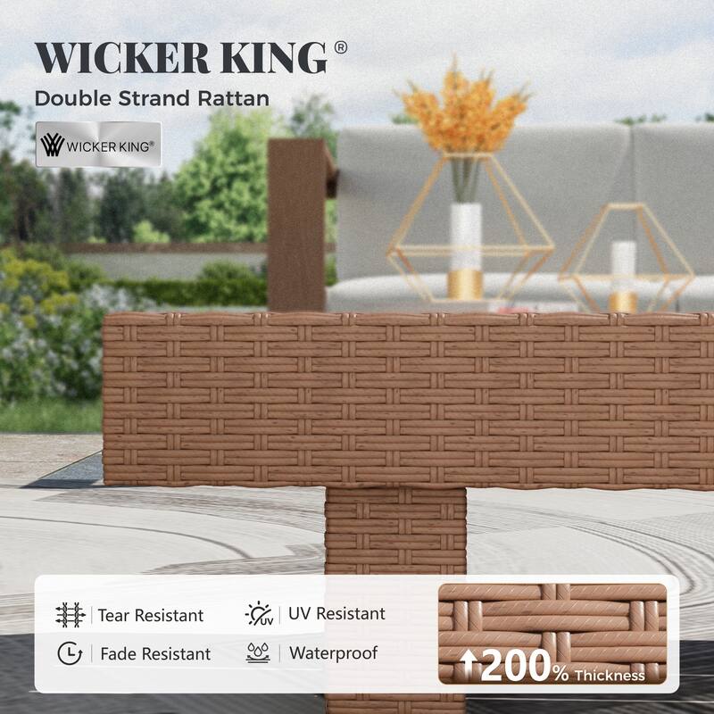 MAINSON ARTS Outdoor Patio Furniture Set, Rattan Wicker Modular Sectional Conversation Set with 10" Extra Thick Cushions