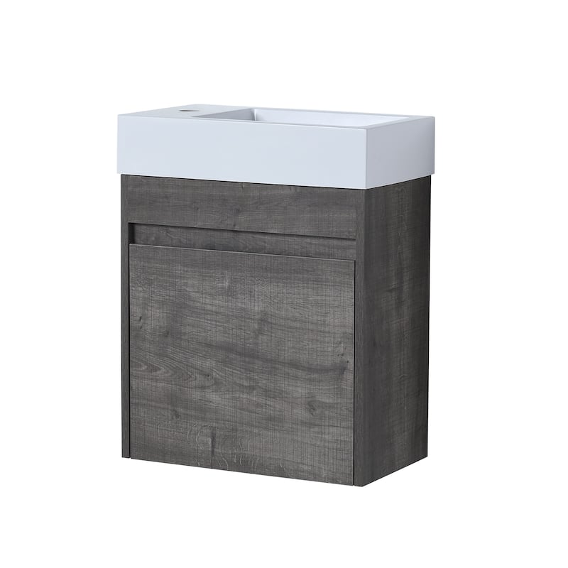 Wall 18'' Single Bathroom Vanity with Sink and Resin Vanity Top