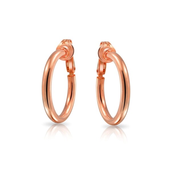 rose gold clip on hoop earrings