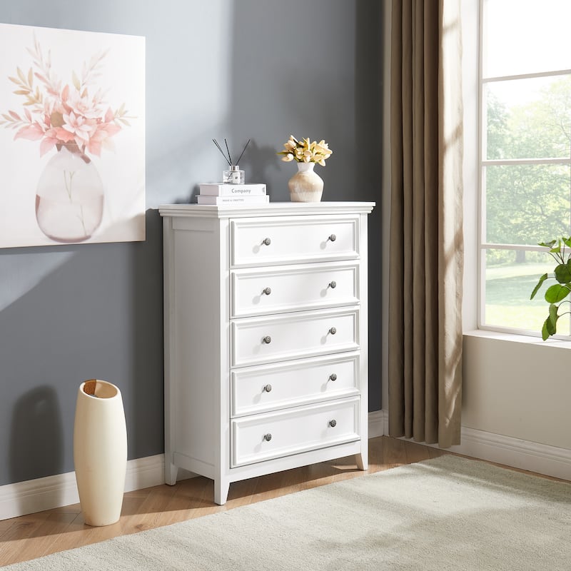 Farmhouse Style 5-Drawer Dresser for Bedroom,Wood Dressers & Chest of Drawers
