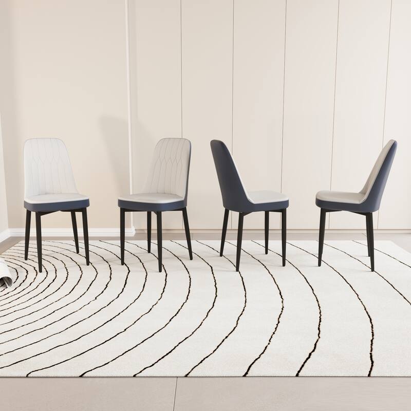 Dining Chairs Set of 4, Faux Leather Upholstered Dining Chairs with Metal Legs for Kitchen/Living Room/Restaurant