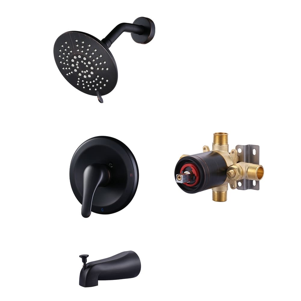 WOWOW Single Handle 5-Spray Shower Faucet with Tub Spout