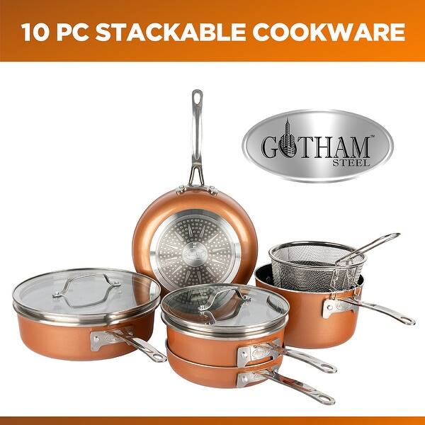 Gotham Steel Stackmaster 10pc. Nonstick Cast Texture Cookware Set Bed Bath & Beyond 30805957