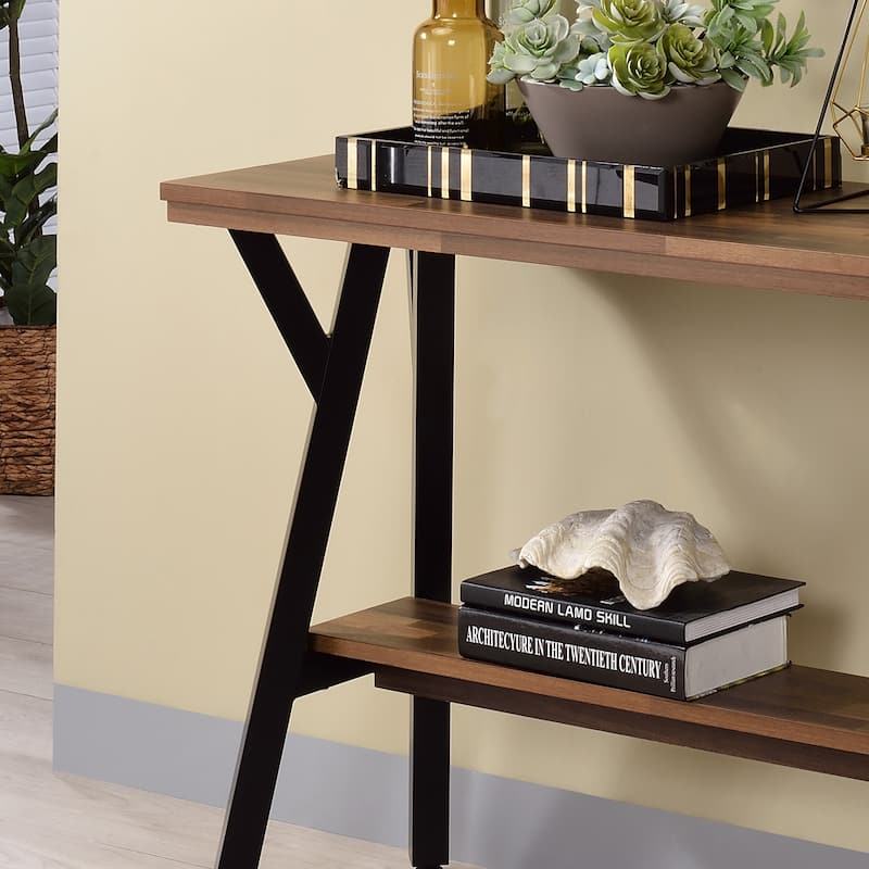 Cillen Farmhouse Black 43-inch Steel 1-Shelf Console Table by Furniture of America