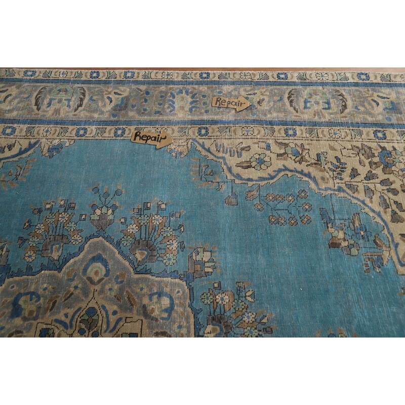 Blue Geometric Tabriz Persian Area Rug Oriental Handmade Wool Carpet - 8'5"x 10'11"