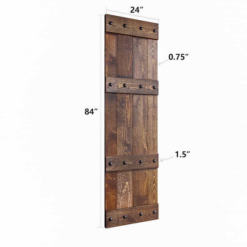 Coast Sequoia 24in./30in./36in. x 84in. Castle Series Pine Wood Sliding Barn Door With Hardware Kit