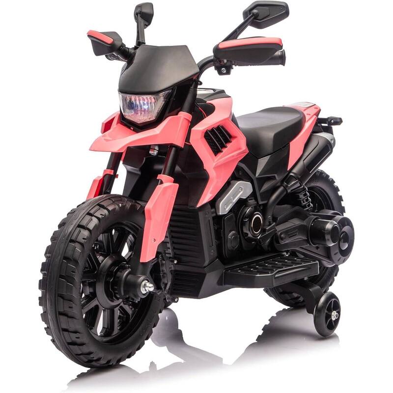6v Motorcycle for Kids, Ride on Motorcycle with Traning Wheels for Best Kids Gift, Black - Pink