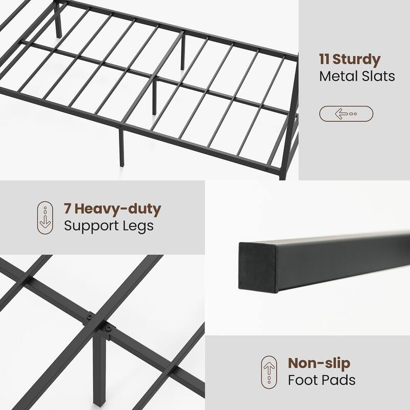 Gymax Twin/Full/Queen Metal Canopy Platform Bed Frame Mattress
