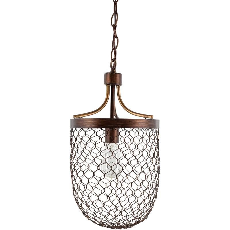 Nell Farmhouse Wire Mesh 1-light Hanging Pendant - 11.75"H x 11.75"W x 17.25"D