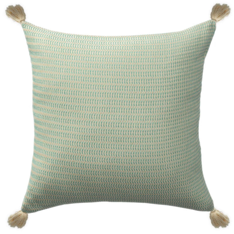 Transitional Stripes Power-Loomed Cotton Throw Pillow Cover - 18" - Turquoise Blue