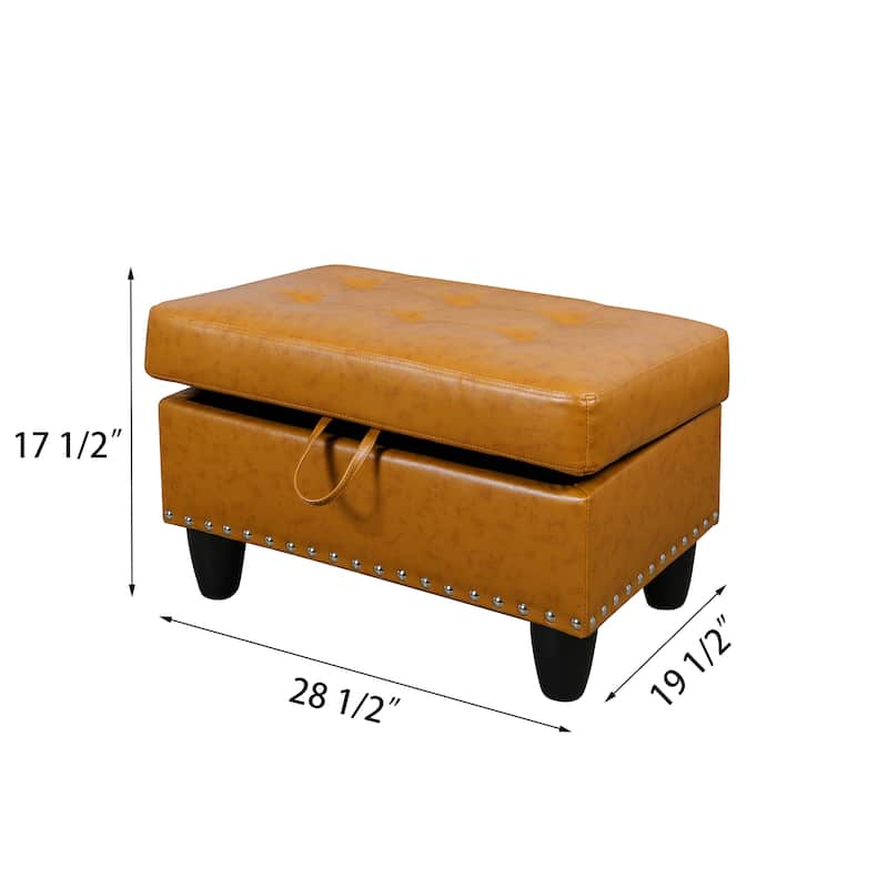28.5'' Ginger Faux Leather Storage Ottoman