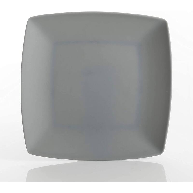 Gibson Home 16 Piece Square Dinnerware Set Plates, Bowls, & Cups, Grey (3 Pack)
