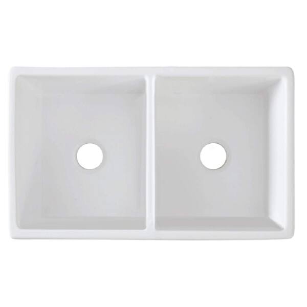 Double Bowl Farm Farmhouse Apron Front Fireclay Kitchen Sink 33 White Overstock 12995518