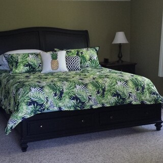 Tropical Paradise 5 Piece Green Cotton Comforter Set
