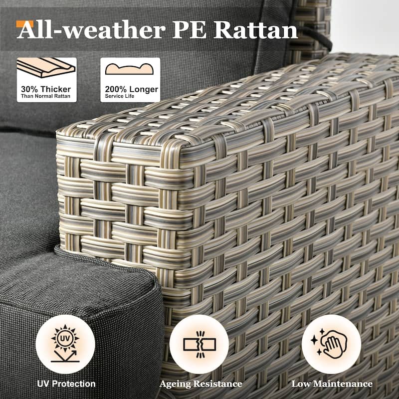 XIZZI 9-piece Patio Furniture Outdoor Wicker Sofa Seating Set