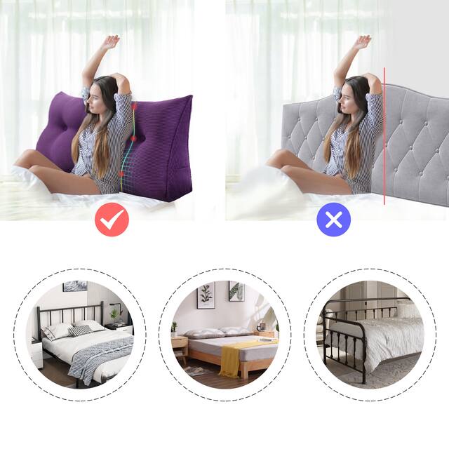 WOWMAX Large Reading Wedge Headboard Pillow for Bed Rest Back Support