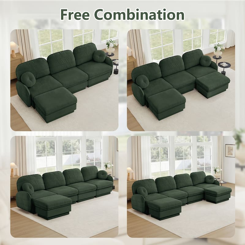 GDFStudio Alden Voss 137" Chenille Cloud 4-Seater Sofa with Quilted Back Cushions, Deep Seat