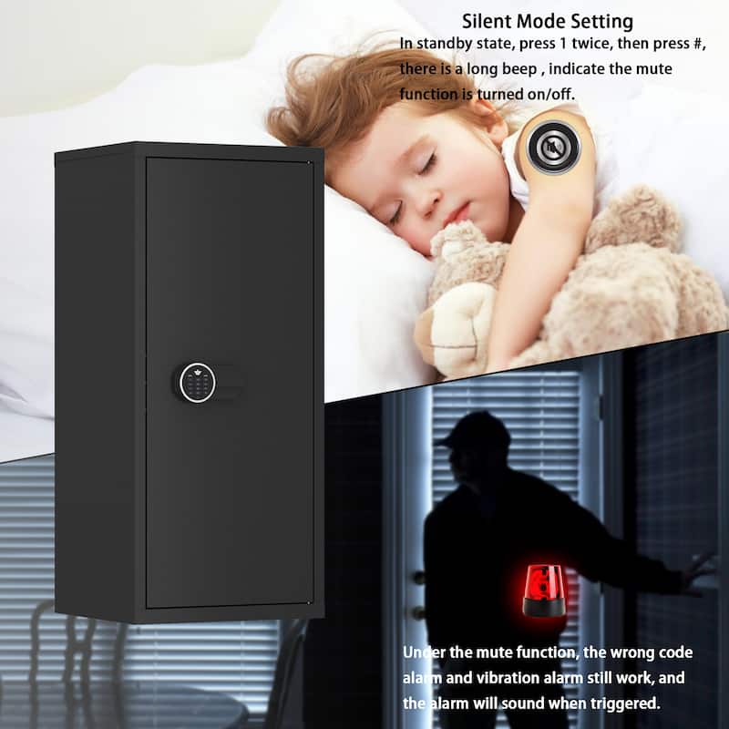 Large Gun Safe with Digital Lock Tall Storage Cabinet with Shelves, Multi-Option Secure Locker and Cupboard
