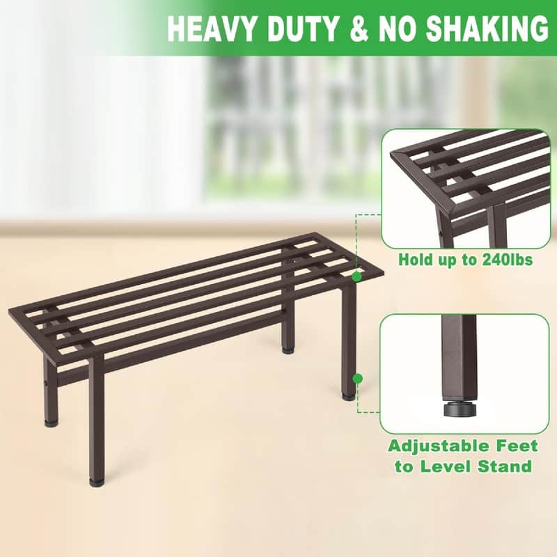 2 Pack Metal Plant Stand Outdoor Plant Shelf Indoor - 26 x 8.75 x 10.12 inches