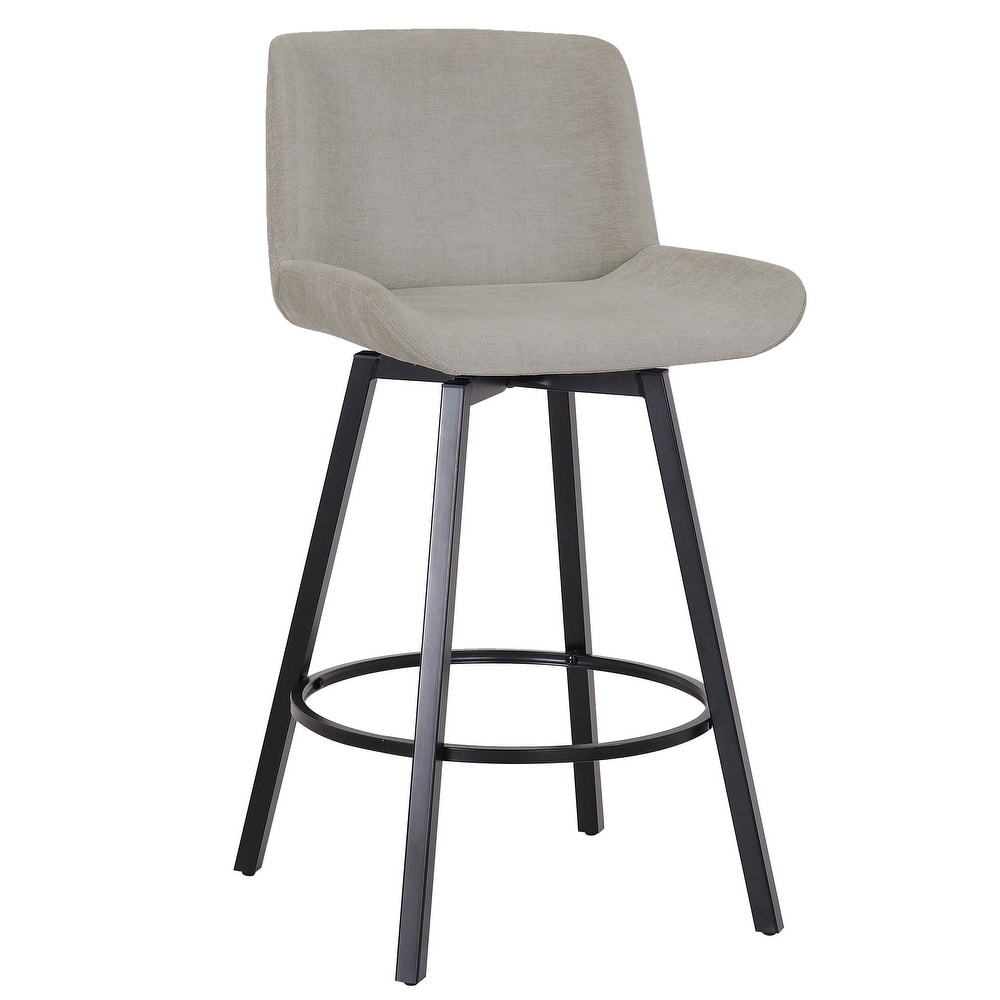 Modern Fabric and Metal 26" Counter Stool with Swivel, Set of 2