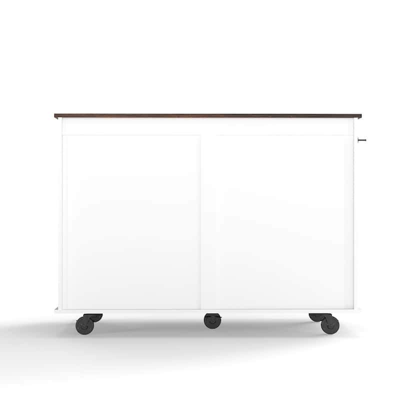 Mobile Dog Crate with Flip-Top Feeding Door, 2-in-1 Convertible Crate with 5 Casters & Side Hooks, Double Dog Crate Furniture