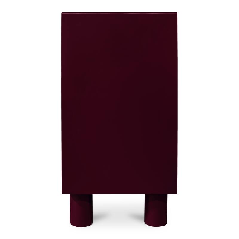 NADAAL STUDIOS Saryn Dresser, Six Soft-Close Drawers with Open Shelf and Sculptural Legs, Deep Red