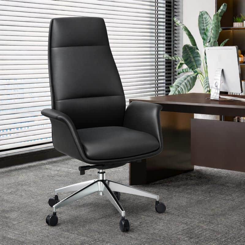 Summit Series High-Back Swivel Leather Office Desk Chair with Metal Frame, Adjustable Height, Synchro Tilt and Plush Cushion