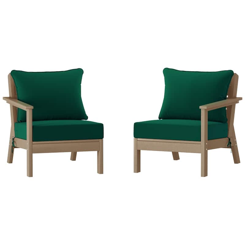 Polytrends Birchwood All Weather HDPE Outdoor Patio Deep Seating Weathered Wood Loveseat (2-Piece)