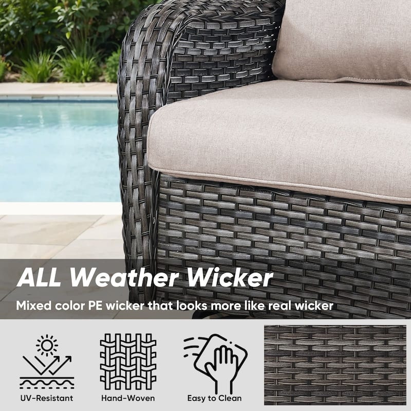 Pocassy Outdoor Swivel Chairs with 5 Inch Cushion Set