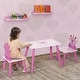 preview thumbnail 7 of 6, 3-Piece Kids Wooden Table and Chair Set with Crown Pattern Gift for Girls Toddlers Arts Reading Writing Age 2-4 Years