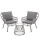 preview thumbnail 25 of 52, EROMMY 3-Piece Patio Conversation Set with Glass Table & 2 Armchairs, Seat Cushions